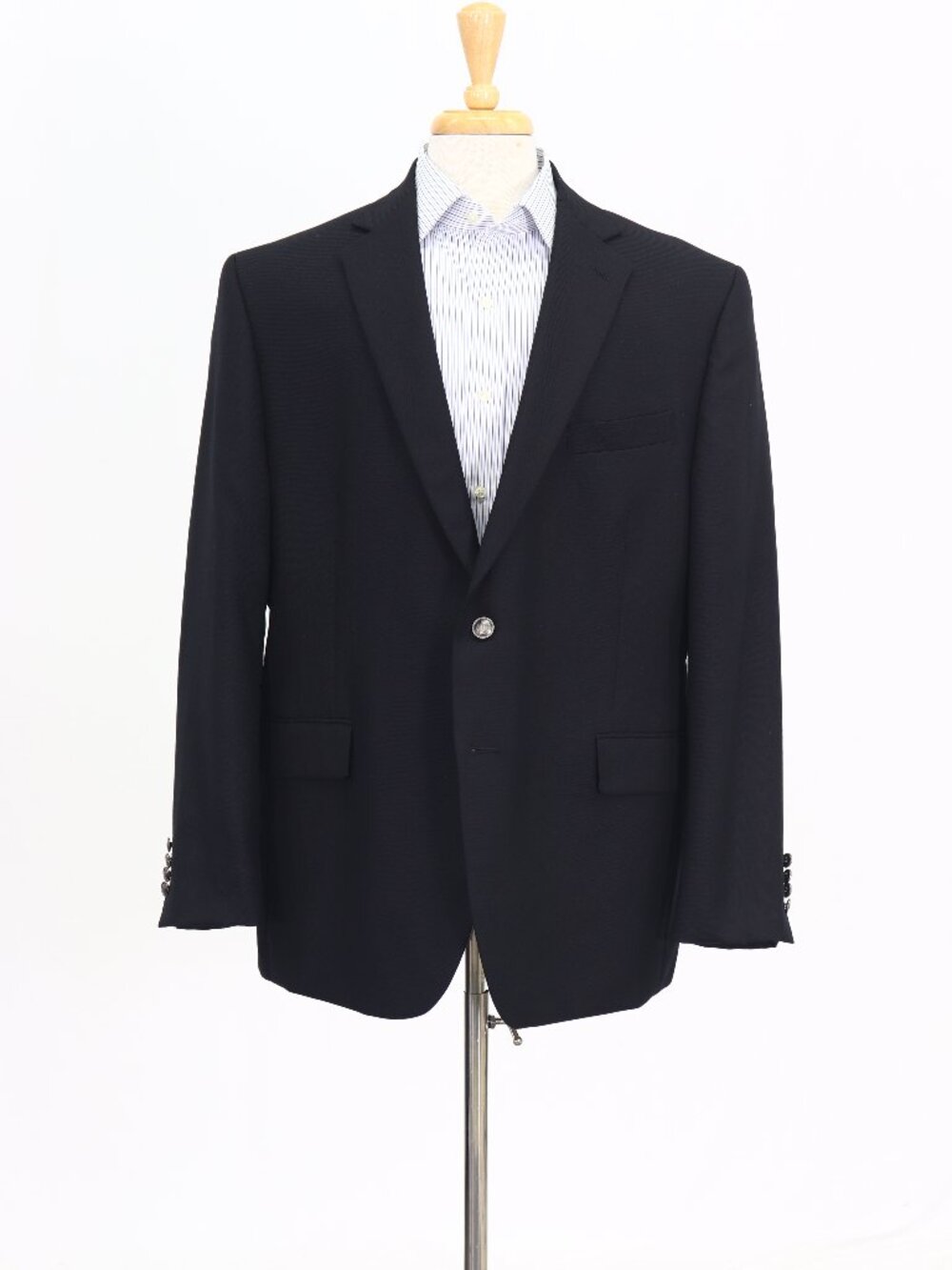 Stafford 48R Black Blazer Sport Coat Jacket 2-Button Solid W848